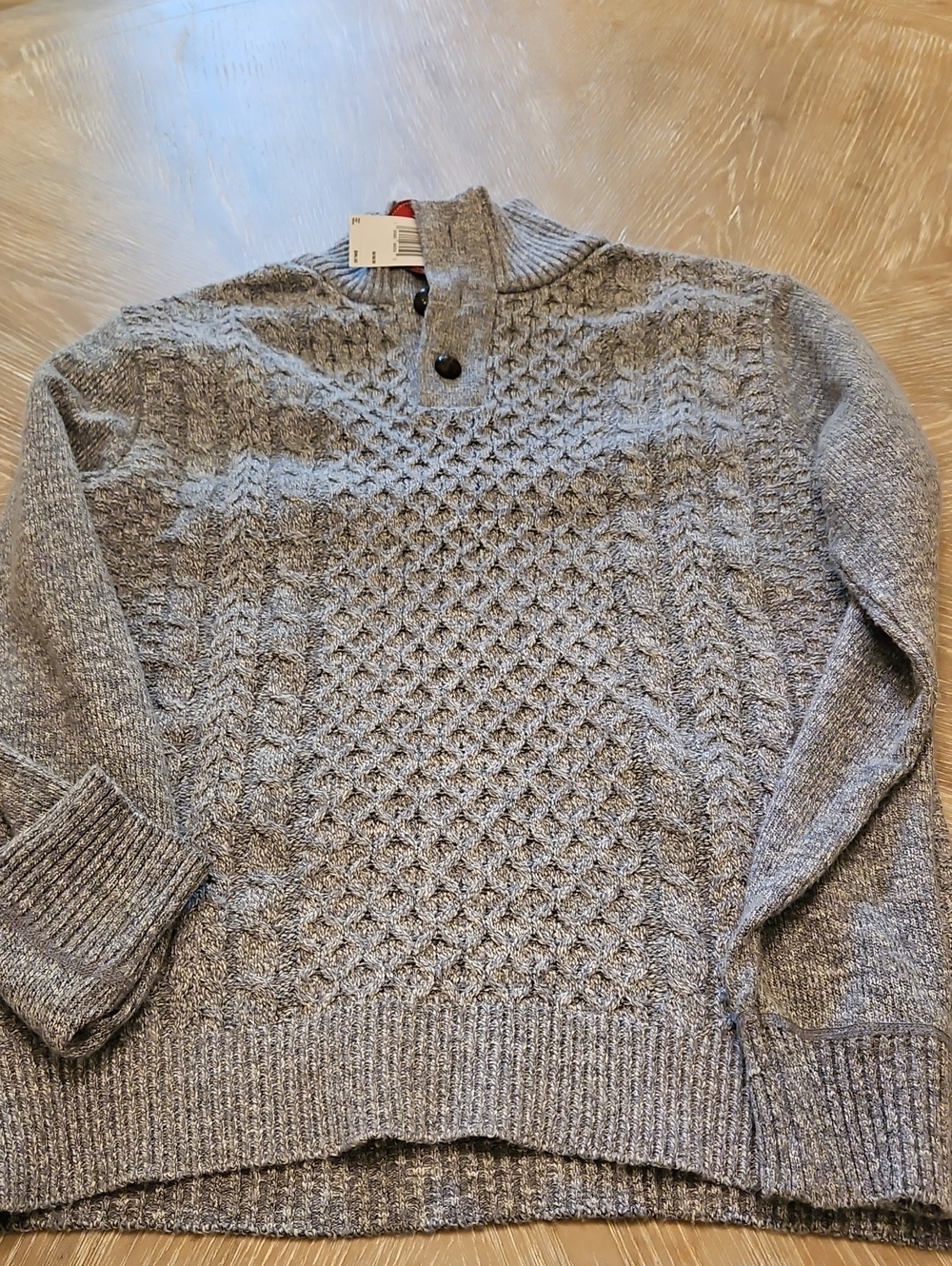 Buffalo David Bitton Men's Gray Turtleneck Cable Knit Sweater